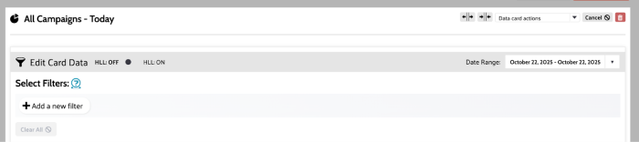 The top of the card in edit mode with the HLL toggle set to off.